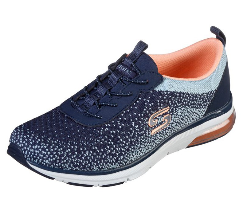 Skechers Dam Marinblå/Orange Slip On - Relaxed Fit: Skech-Air Edge - Sverige (GLUQS-4956)